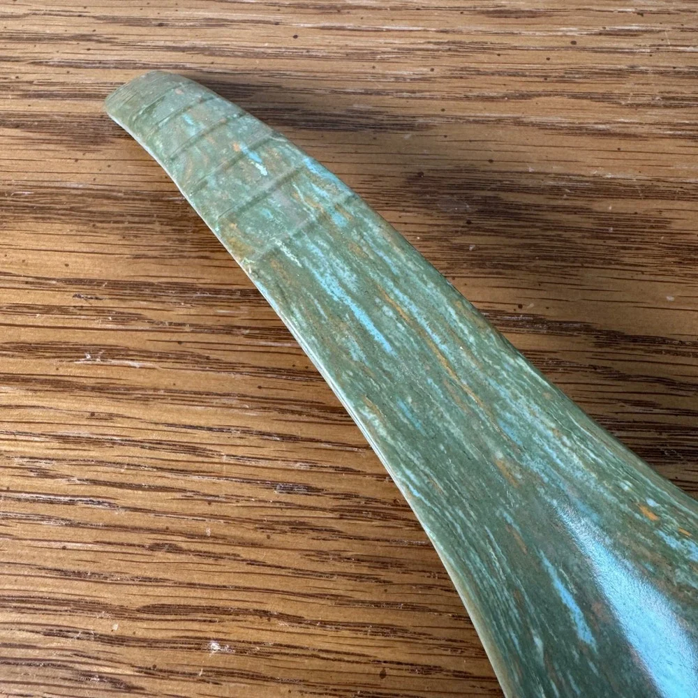 Vintage Texas Ware Green Speckled Melamine Soup Rice Serving Spoon MCM